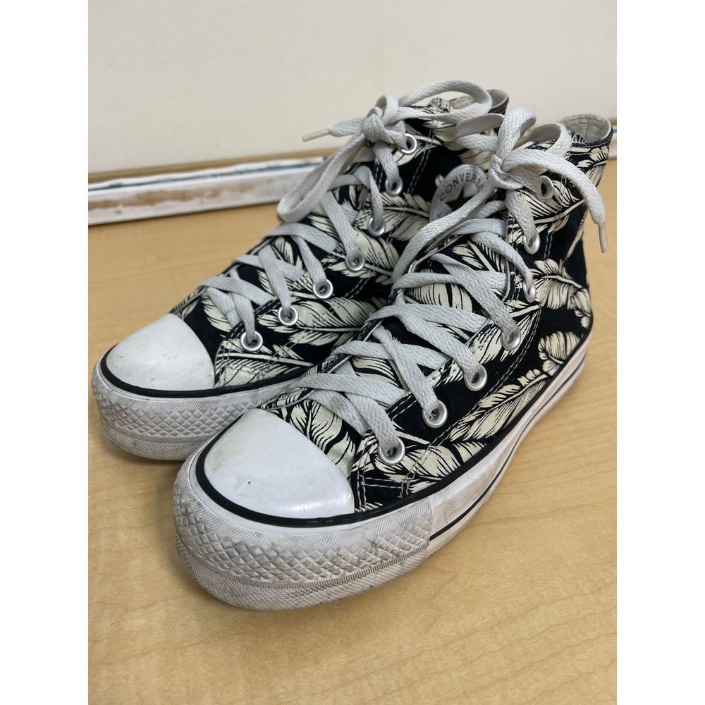 Converse All Star Platform High Top Feather Print A04417C Womens 7.5 Sneaker